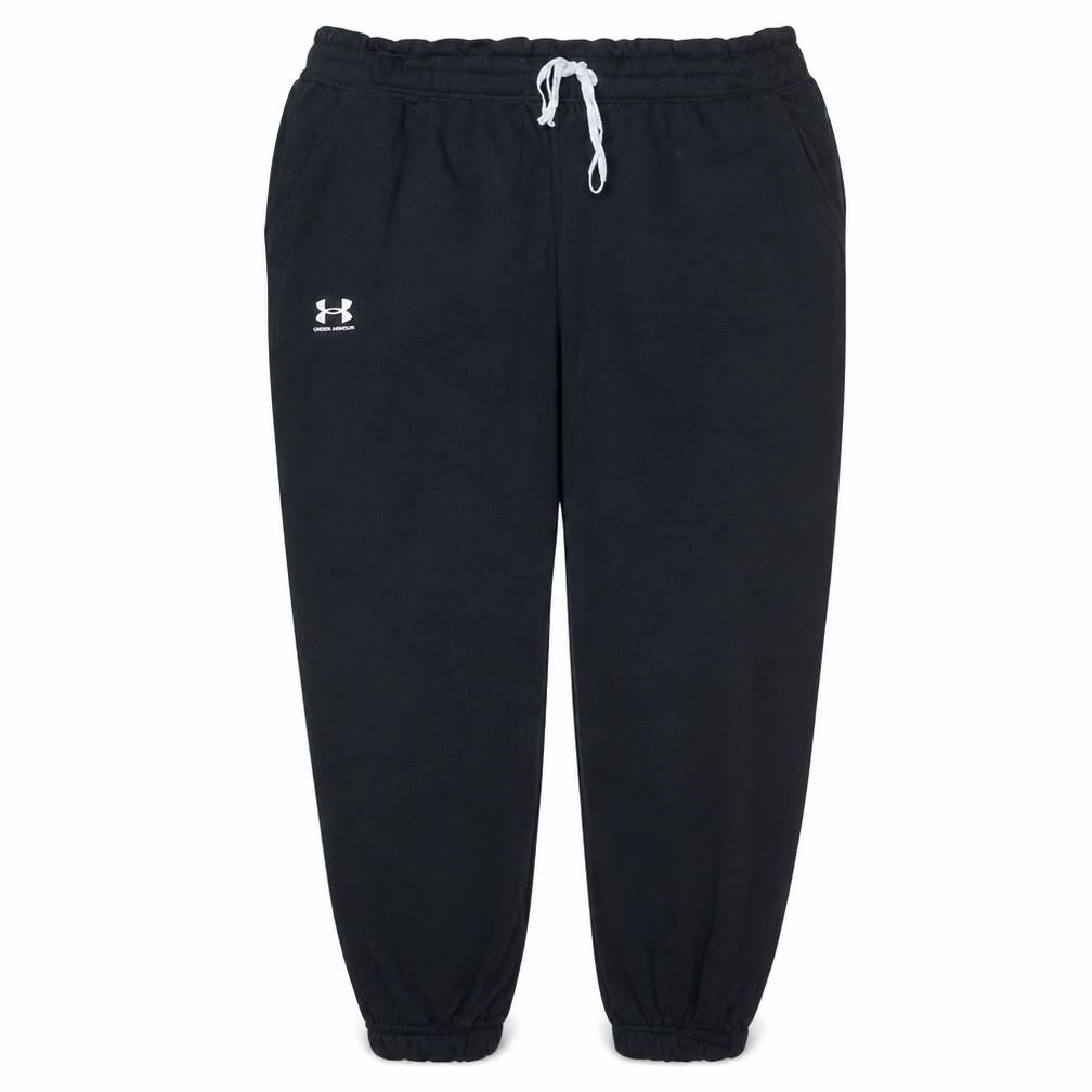 Front view of Under Armour Men's Black Fleece Jogger Trousers, size M