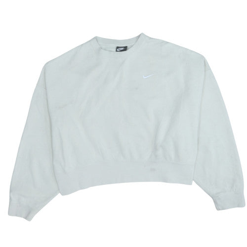 Nike Women White Crew Neck Pullover Sweatshirt Size L Cotton Blend