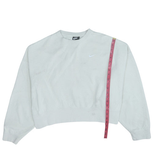 Nike Women White Crew Neck Pullover Sweatshirt Size L Cotton Blend