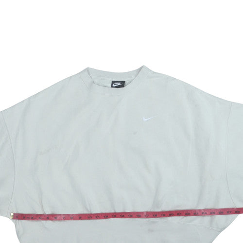 Nike Women White Crew Neck Pullover Sweatshirt Size L Cotton Blend