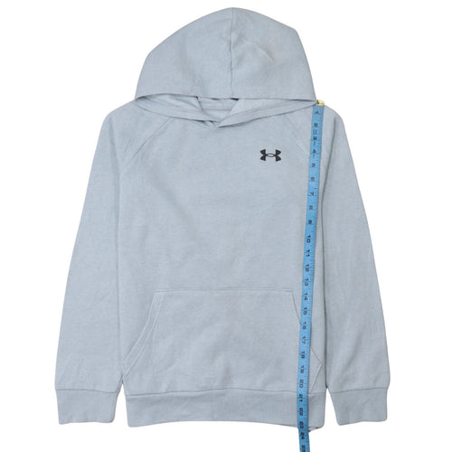 Under Armour Boys Grey Pullover Hoodie Size 158 Loose Fit Cotton Blend