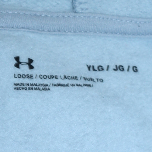 Under Armour Boys Grey Pullover Hoodie Size 158 Loose Fit Cotton Blend