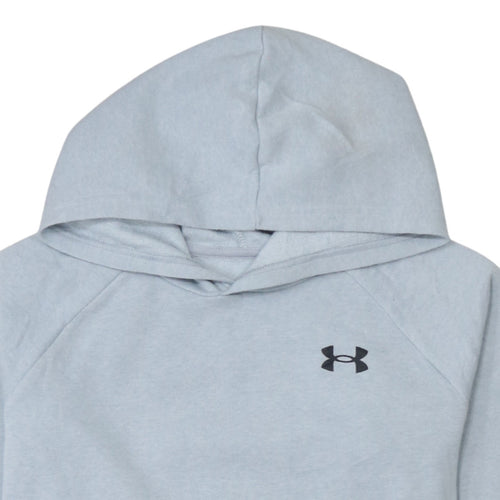 Under Armour Boys Grey Pullover Hoodie Size 158 Loose Fit Cotton Blend