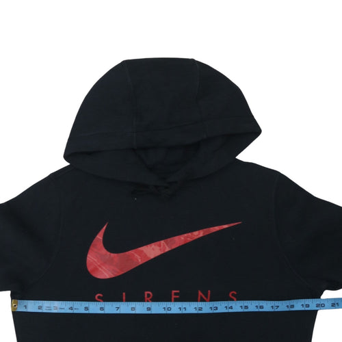 Nike Men's Black S Pullover Hoodie with Red Logo Graphic