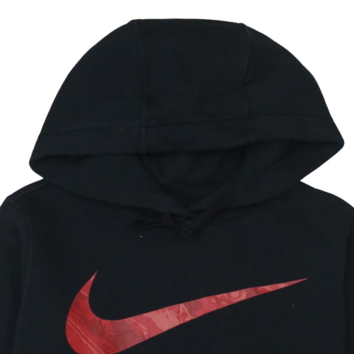 Nike Men's Black S Pullover Hoodie with Red Logo Graphic