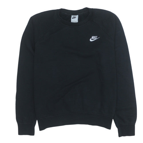 Nike Women's Black Small Pullover Sweatshirt Crew Neck Logo Cotton Blend