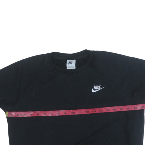 Nike Women's Black Small Pullover Sweatshirt Crew Neck Logo Cotton Blend