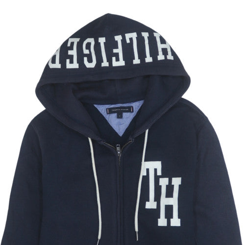 Tommy Hilfiger Men's Blue Full Zip Hoodie Size S Logo Fleece