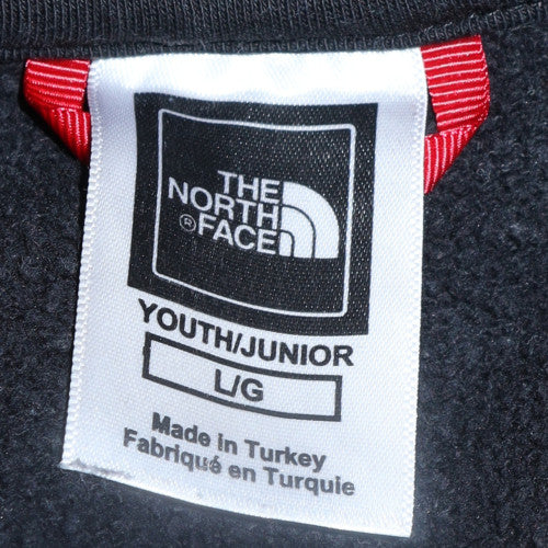 The North Face Boys Black Pullover Hoodie L Cotton Fleece Logo Sweatshirt