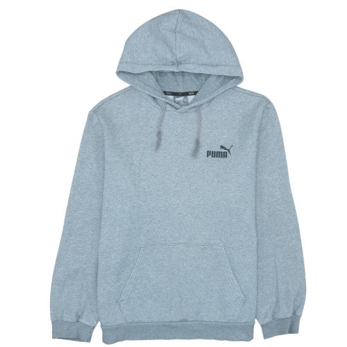 Puma Mens Grey Pullover Hoodie L Fleece Logo Hooded Sweatshirt