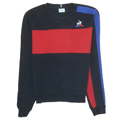 Le Coq Sportif Men's Black Red Crew Neck Sweatshirt M Sports Style