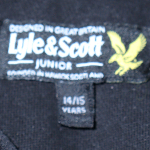 Lyle & Scott Junior Boys Black Pullover Hoodie 14-15 Years Cotton Blend