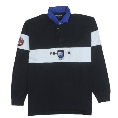 Polo Sport Ralph Lauren Men's Black XL Collared Henley Sweatshirt