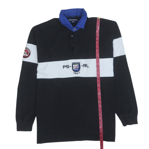 Polo Sport Ralph Lauren Men's Black XL Collared Henley Sweatshirt
