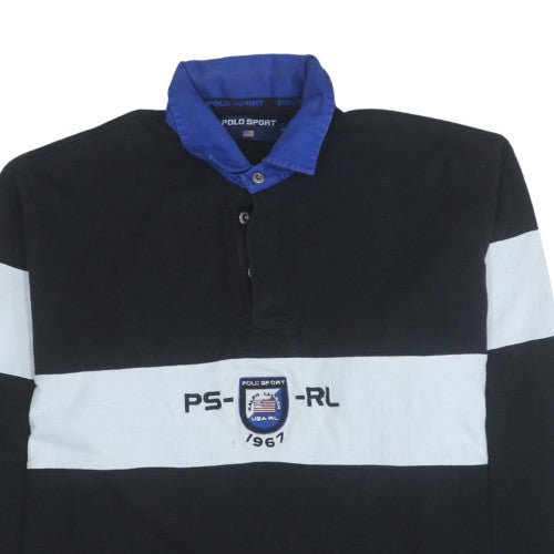 Polo Sport Ralph Lauren Men's Black XL Collared Henley Sweatshirt