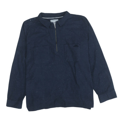 Weird Fish Men's Blue Henley 1/4 Zip Sweatshirt Size L