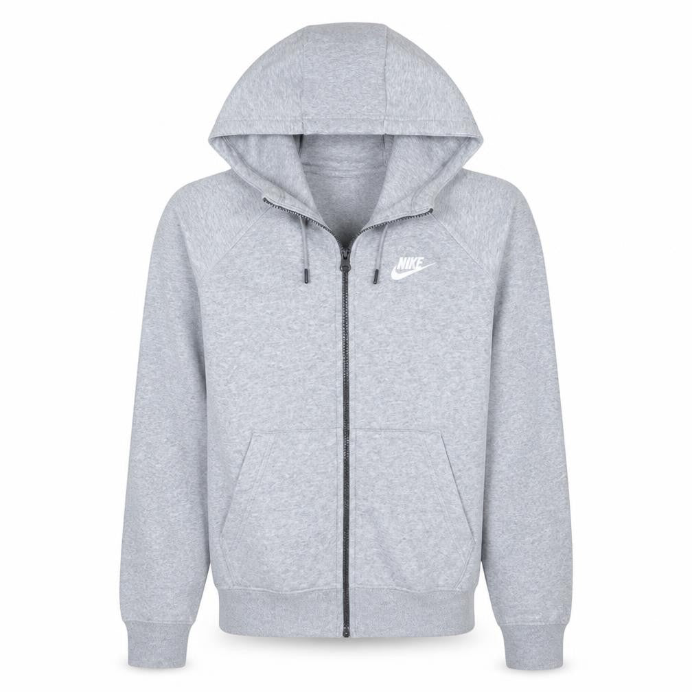 Front view of Nike Men's Grey Full Zip Hoodie Sweatshirt, size S, Regular Fit