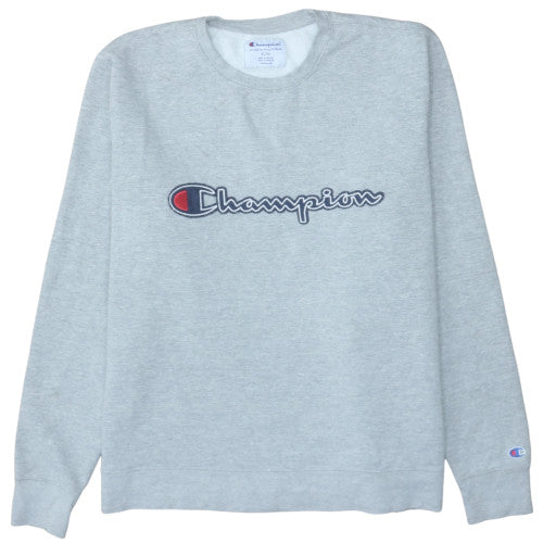 Champion Men's Grey XL Pullover Sweatshirt Embroidered Logo Crew Neck