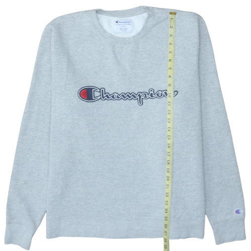 Champion Men's Grey XL Pullover Sweatshirt Embroidered Logo Crew Neck