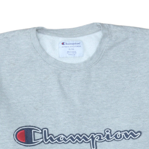 Champion Men's Grey XL Pullover Sweatshirt Embroidered Logo Crew Neck