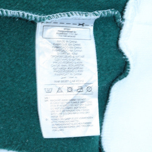 Adidas Womens White Green Pullover Sweatshirt Size 8 Logo Crew