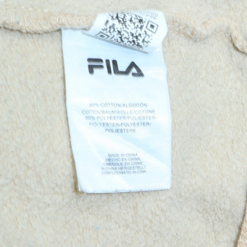 Fila Women's Beige & Black Pullover Hoodie Size L14 Cotton Blend