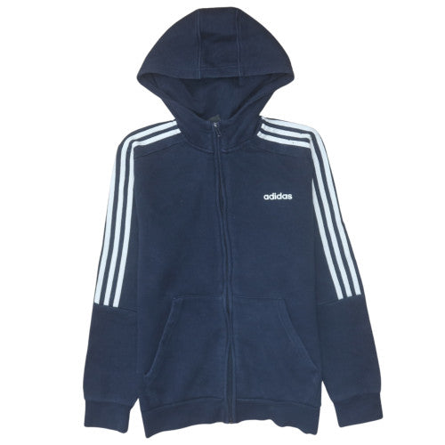 Adidas Boys Navy Full Zip Hoodie 13-14 Years Classic Fleece Sweatshirt
