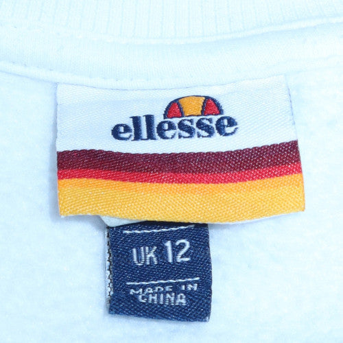Ellesse Womens White UK 12 Cotton Blend Pullover Sweatshirt