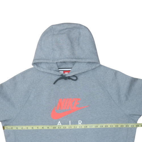 Nike Men Grey XL Pullover Hoodie with Logo Print and Kangaroo Pocket
