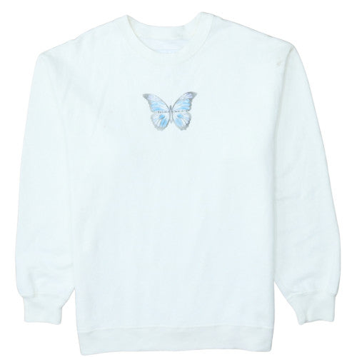 Hollister Women's White Butterfly Pullover Sweatshirt XS Relaxed Fit