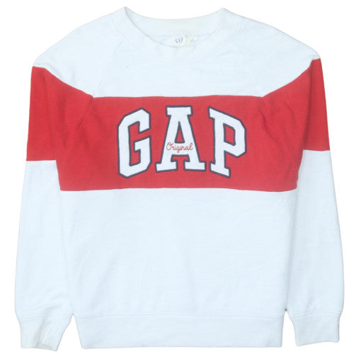 GAP Men's White Red Logo Sweatshirt XS Pullover Crew Neck