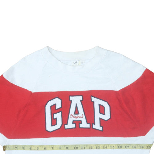 GAP Men's White Red Logo Sweatshirt XS Pullover Crew Neck