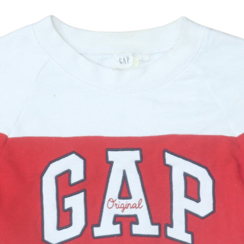 GAP Men's White Red Logo Sweatshirt XS Pullover Crew Neck