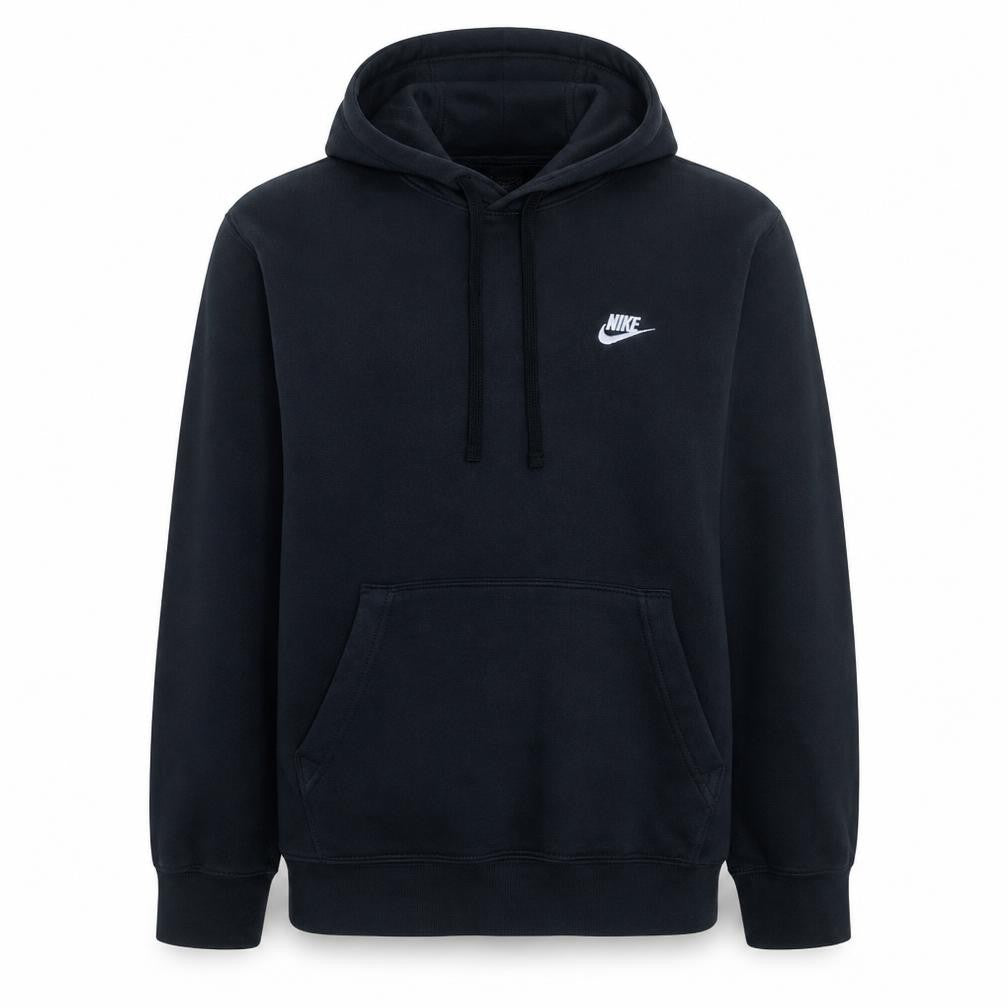 Front view of Nike Men's Black Pullover Hoodie L Logo Fleece Sweatshirt