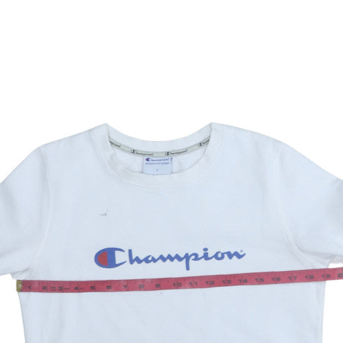 Champion Men's White Small Crew Neck Pullover Sweatshirt