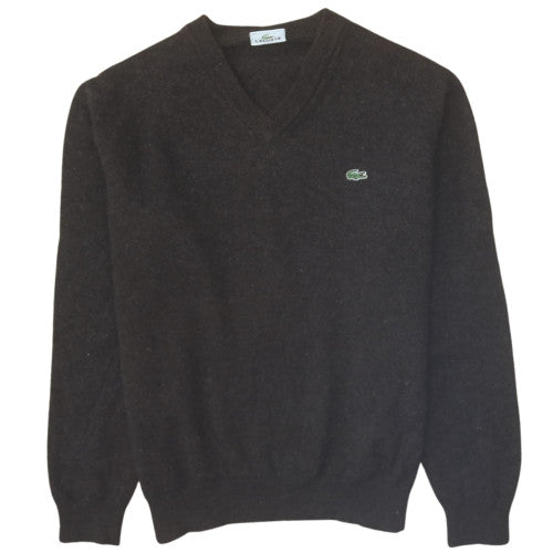 Lacoste Men's Brown Wool V-Neck Jumper Size M Classic Fit