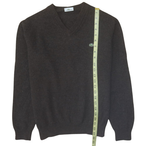 Lacoste Men's Brown Wool V-Neck Jumper Size M Classic Fit