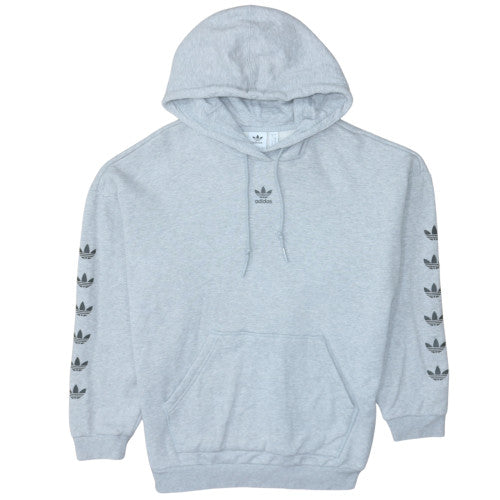 Adidas Womens Grey Pullover Hoodie Size 10 Relaxed Fit Trefoil Logo