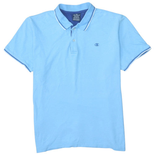 Champion Men's Blue Short Sleeve Polo Shirt Medium Cotton Classic Fit