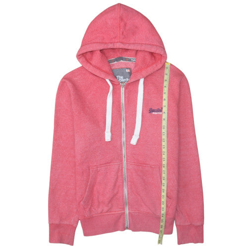 Superdry Men's Pink Full Zip Hoodie Size M Lightweight Hooded Sweatshirt