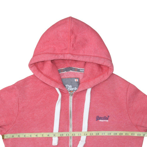 Superdry Men's Pink Full Zip Hoodie Size M Lightweight Hooded Sweatshirt