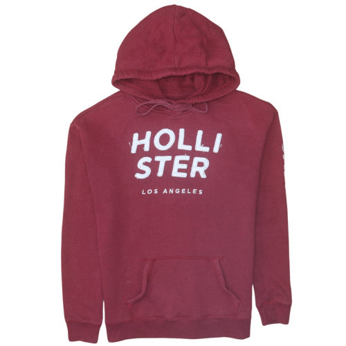 Hollister Mens Red Pullover Hoodie M Graphic Print Fleece Sweatshirt
