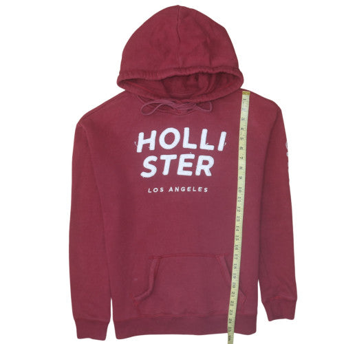 Hollister Mens Red Pullover Hoodie M Graphic Print Fleece Sweatshirt