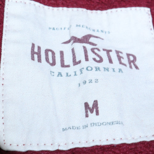 Hollister Mens Red Pullover Hoodie M Graphic Print Fleece Sweatshirt