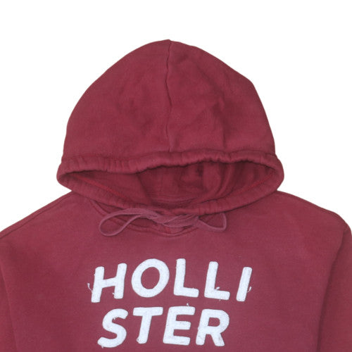 Hollister Mens Red Pullover Hoodie M Graphic Print Fleece Sweatshirt