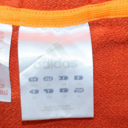 Adidas Mens Orange Pullover Hoodie M Sports Fleece Sweatshirt