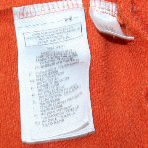 Adidas Mens Orange Pullover Hoodie M Sports Fleece Sweatshirt