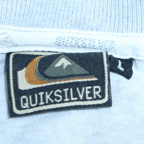Quiksilver Men's Light Grey Short Sleeve Polo Shirt Size L Classic Fit
