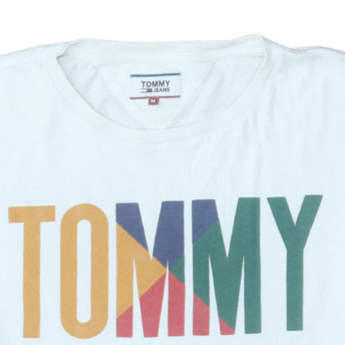 Tommy Jeans Men's White Multi-Logo Cotton T-Shirt Size M