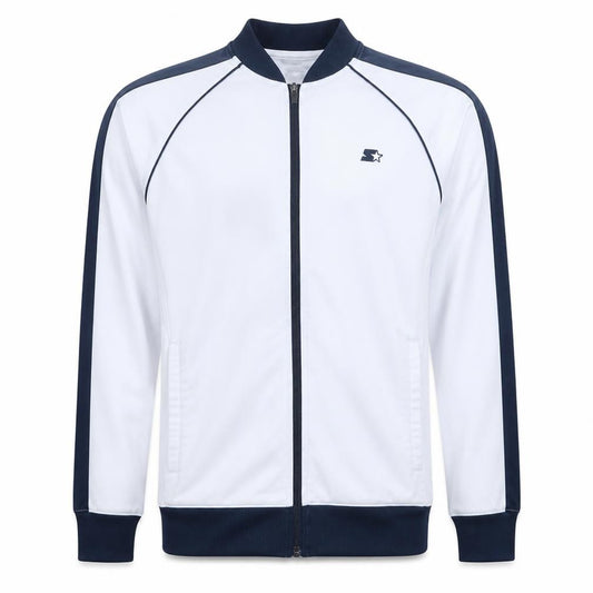 Front view of Starter Men's White Track Jacket M Regular Fit Full Zip Sports Top